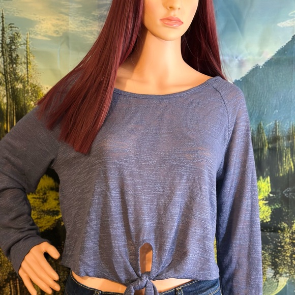 Wallflower Tops - Wallflower Blue Women's Sweatshirt with Front Tie